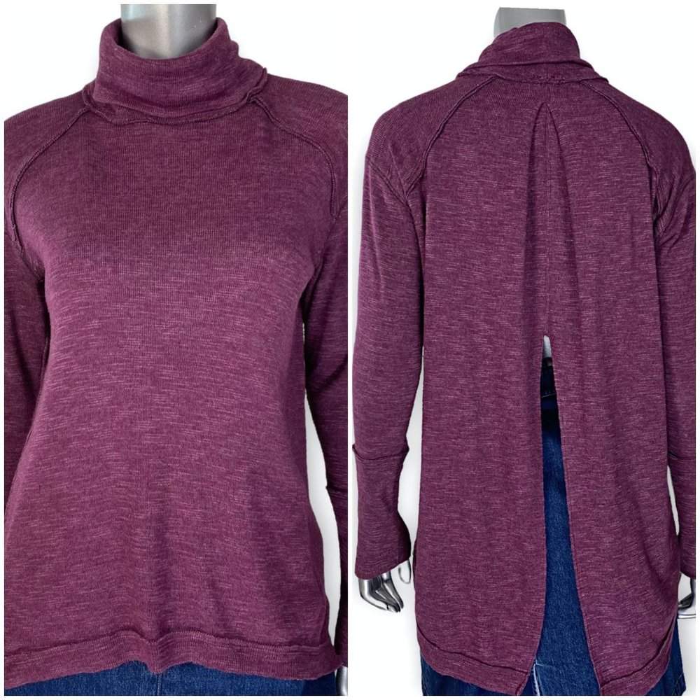 We the Free Purple Open Back Turtleneck Top S